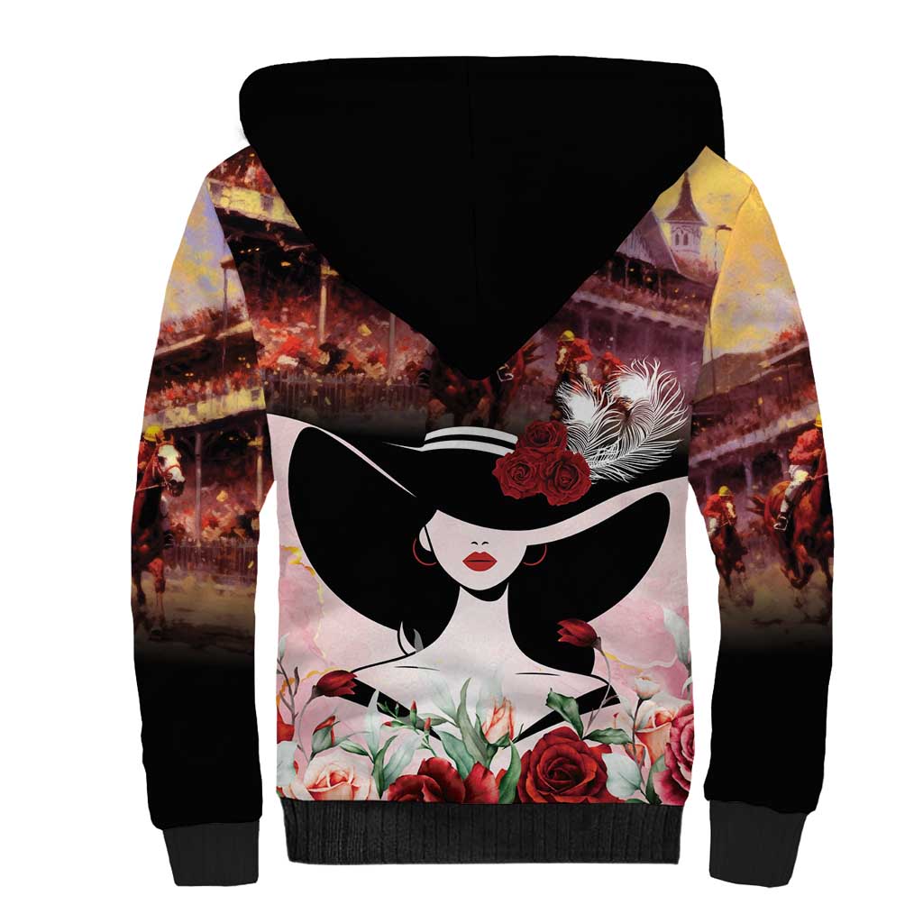 Kentucky Horse Racing Sherpa Hoodie Derby Girl - Marble Roses