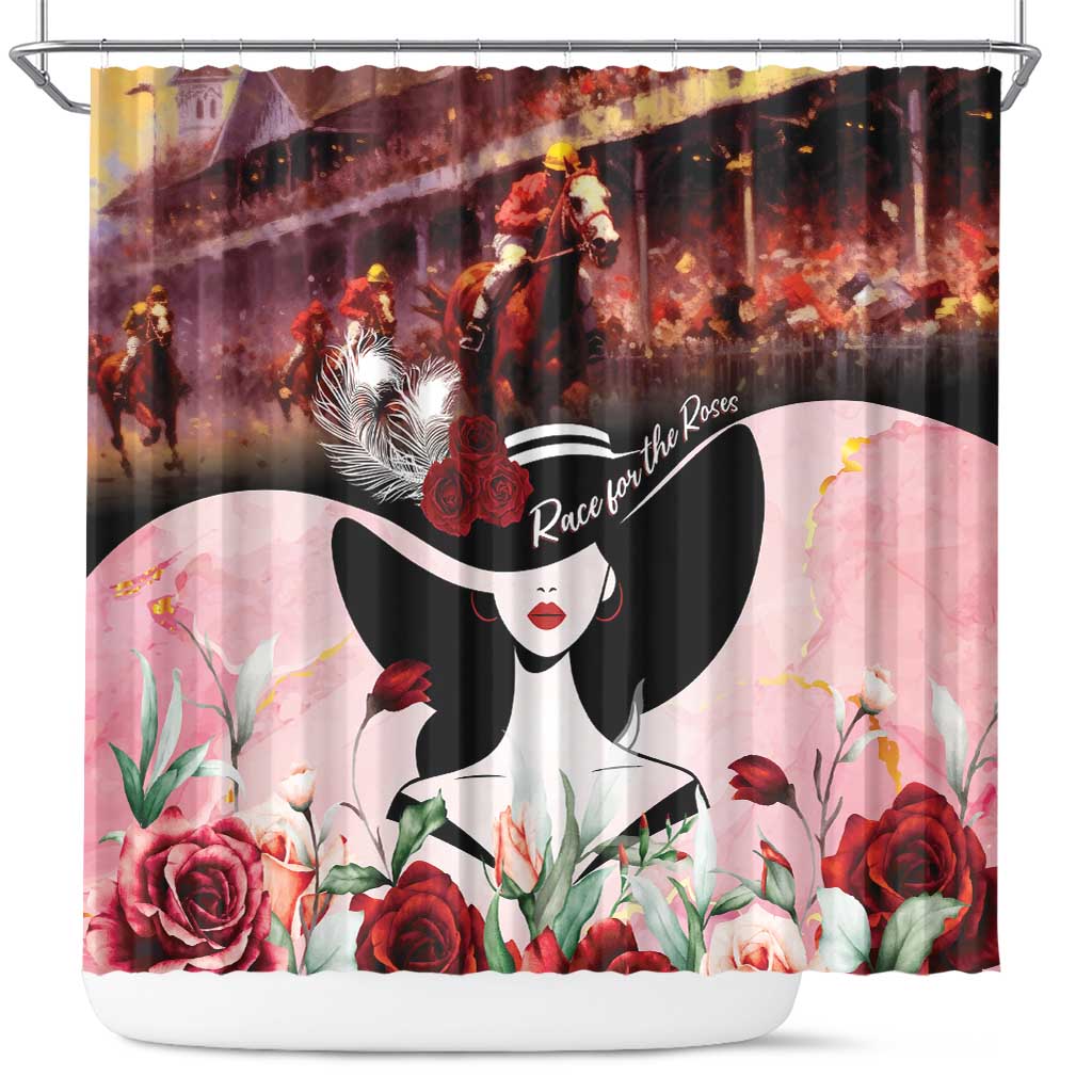 Kentucky Horse Racing Shower Curtain Derby Girl - Marble Roses