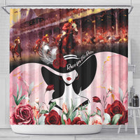 Kentucky Horse Racing Shower Curtain Derby Girl - Marble Roses