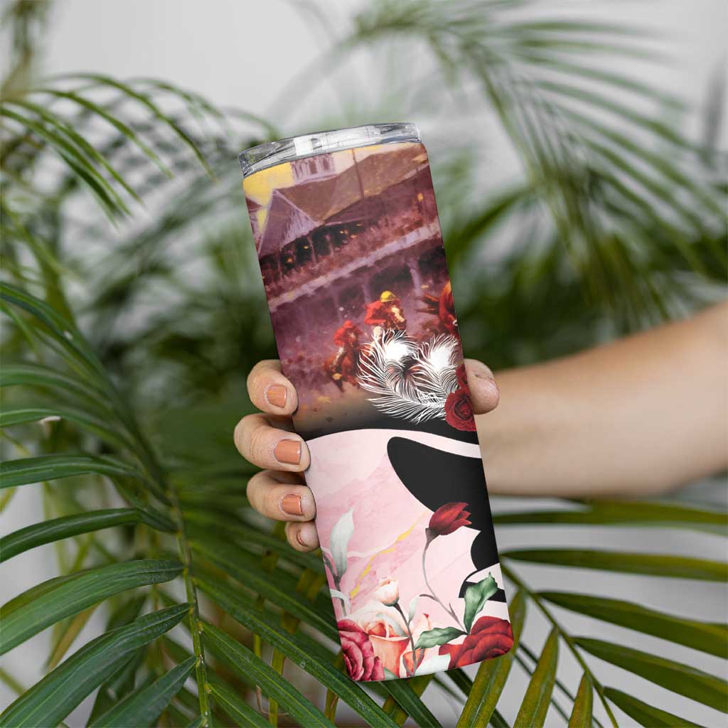 Kentucky Horse Racing Skinny Tumbler Derby Girl - Marble Roses