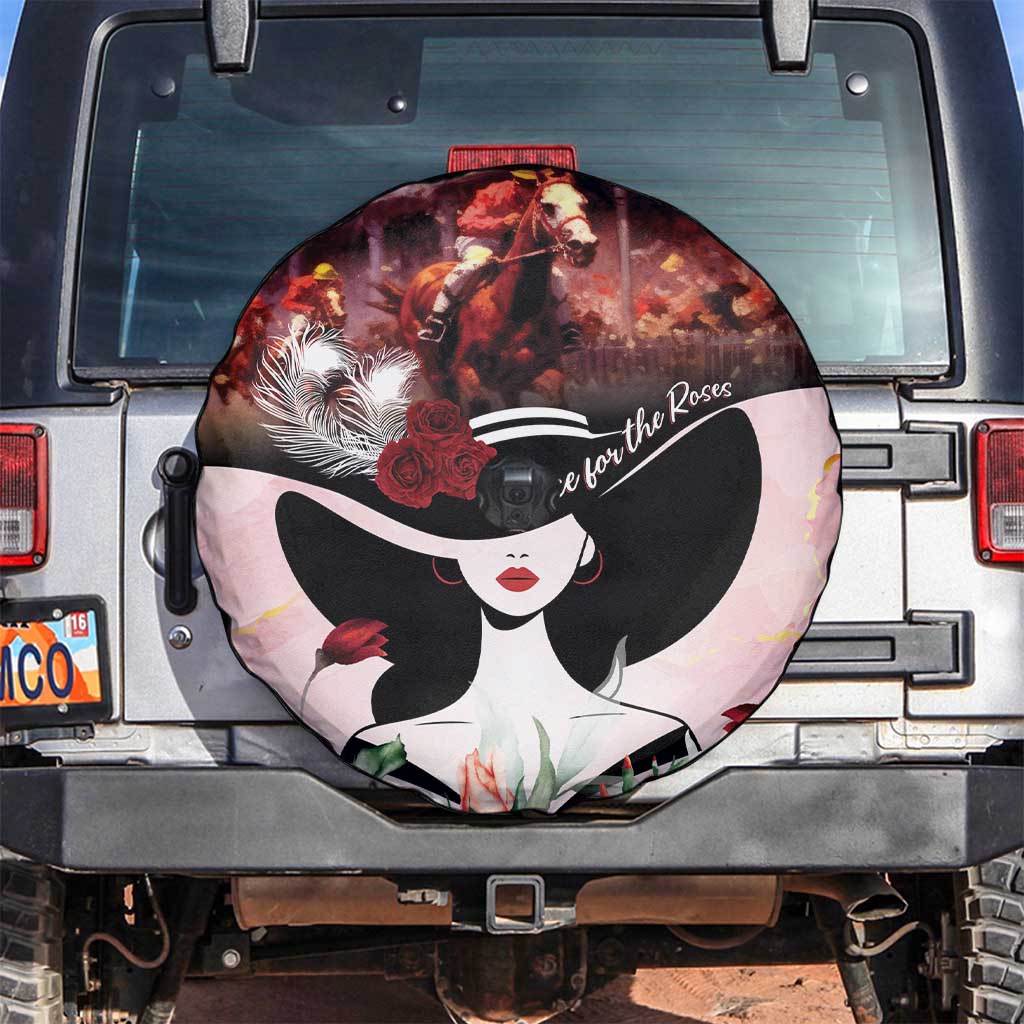 Kentucky Horse Racing Spare Tire Cover Derby Girl - Marble Roses