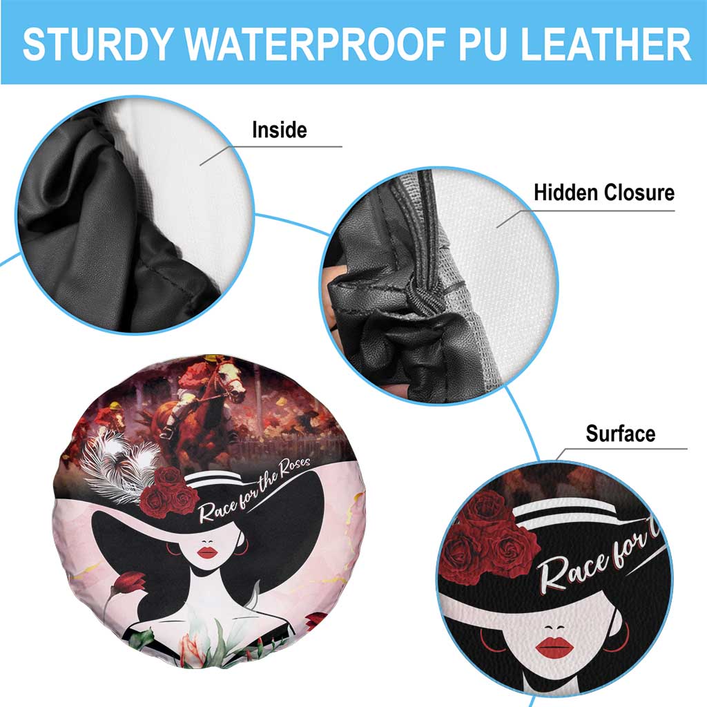 Kentucky Horse Racing Spare Tire Cover Derby Girl - Marble Roses