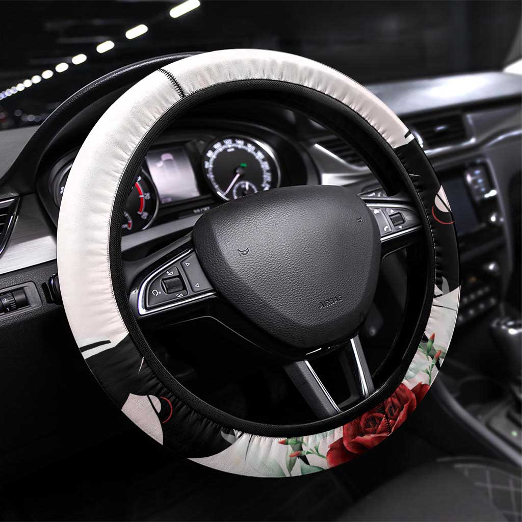 Kentucky Horse Racing Steering Wheel Cover Derby Girl - Marble Roses