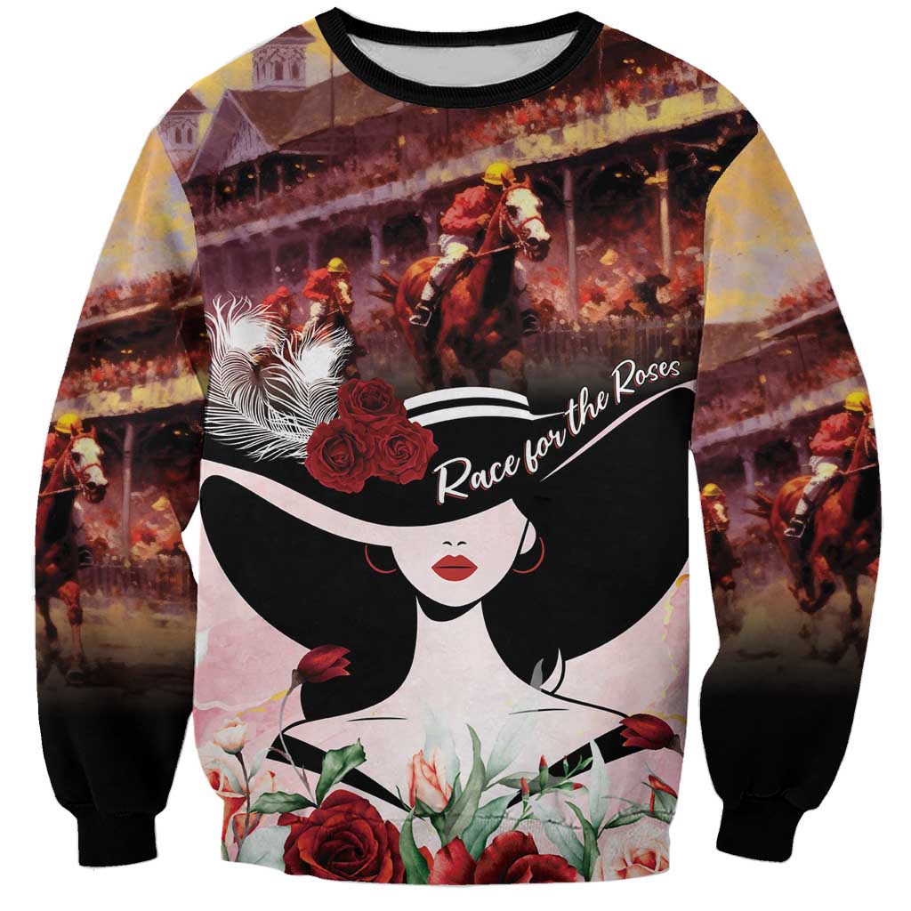 Kentucky Horse Racing Sweatshirt Derby Girl - Marble Roses