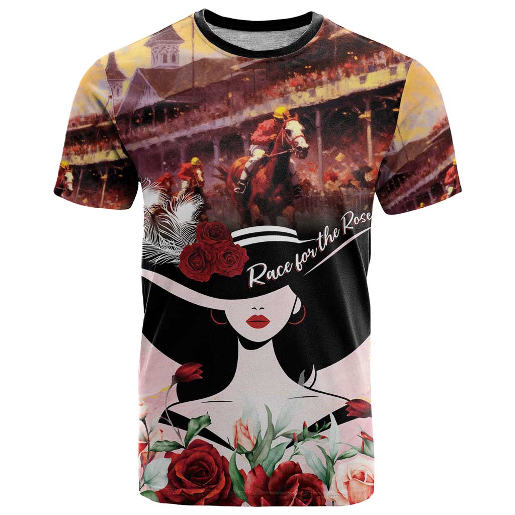 Kentucky Horse Racing T Shirt Derby Girl - Marble Roses
