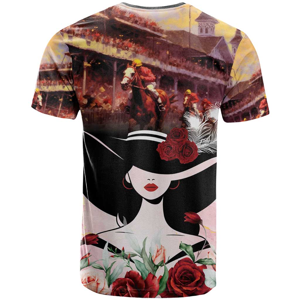 Kentucky Horse Racing T Shirt Derby Girl - Marble Roses