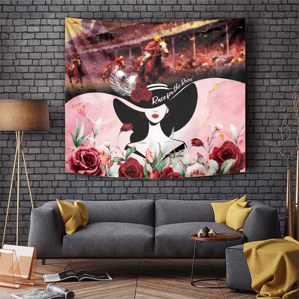 Kentucky Horse Racing Tapestry Derby Girl - Marble Roses