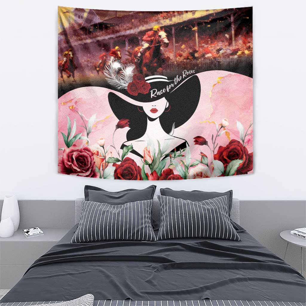 Kentucky Horse Racing Tapestry Derby Girl - Marble Roses