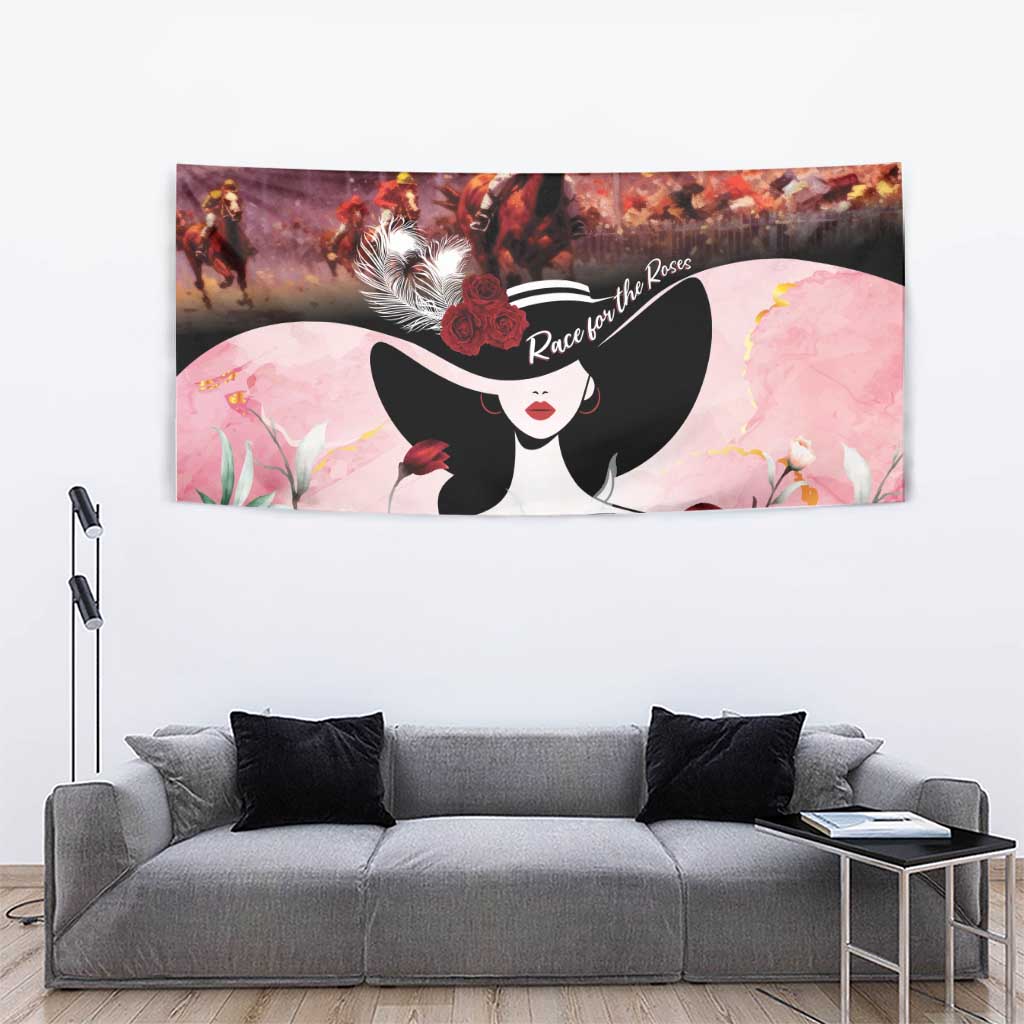 Kentucky Horse Racing Tapestry Derby Girl - Marble Roses