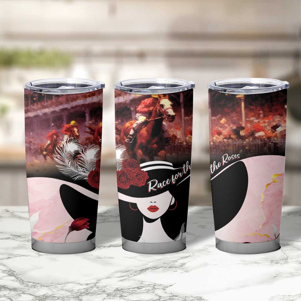 Kentucky Horse Racing Tumbler Cup Derby Girl - Marble Roses