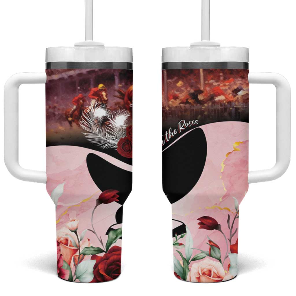 Kentucky Horse Racing Tumbler With Handle Derby Girl - Marble Roses