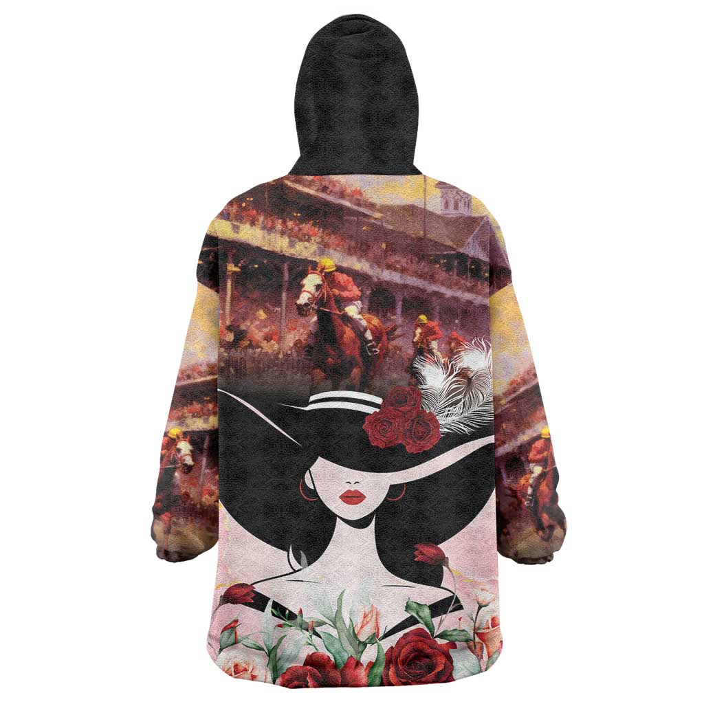 Kentucky Horse Racing Wearable Blanket Hoodie Derby Girl - Marble Roses