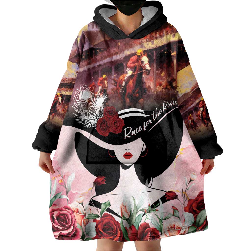 Kentucky Horse Racing Wearable Blanket Hoodie Derby Girl - Marble Roses
