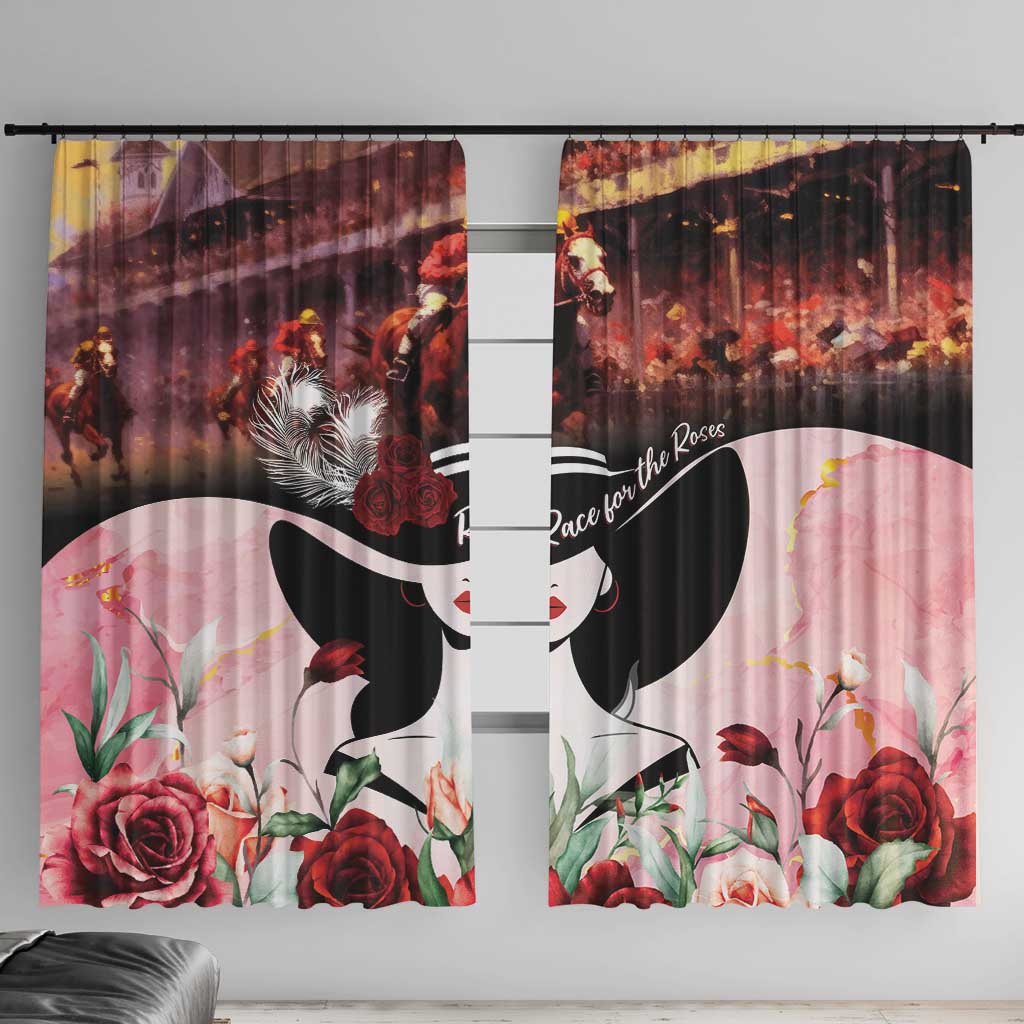 Kentucky Horse Racing Window Curtain Derby Girl - Marble Roses