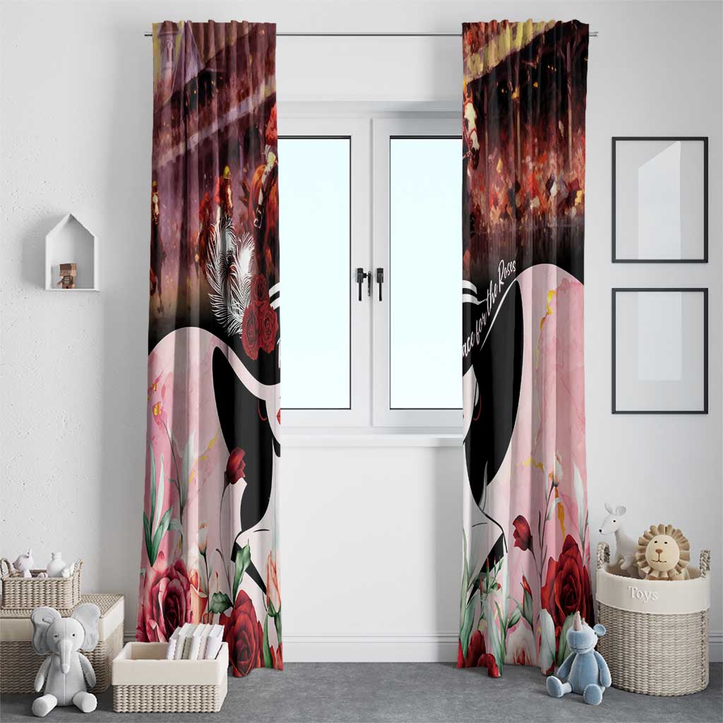 Kentucky Horse Racing Window Curtain Derby Girl - Marble Roses