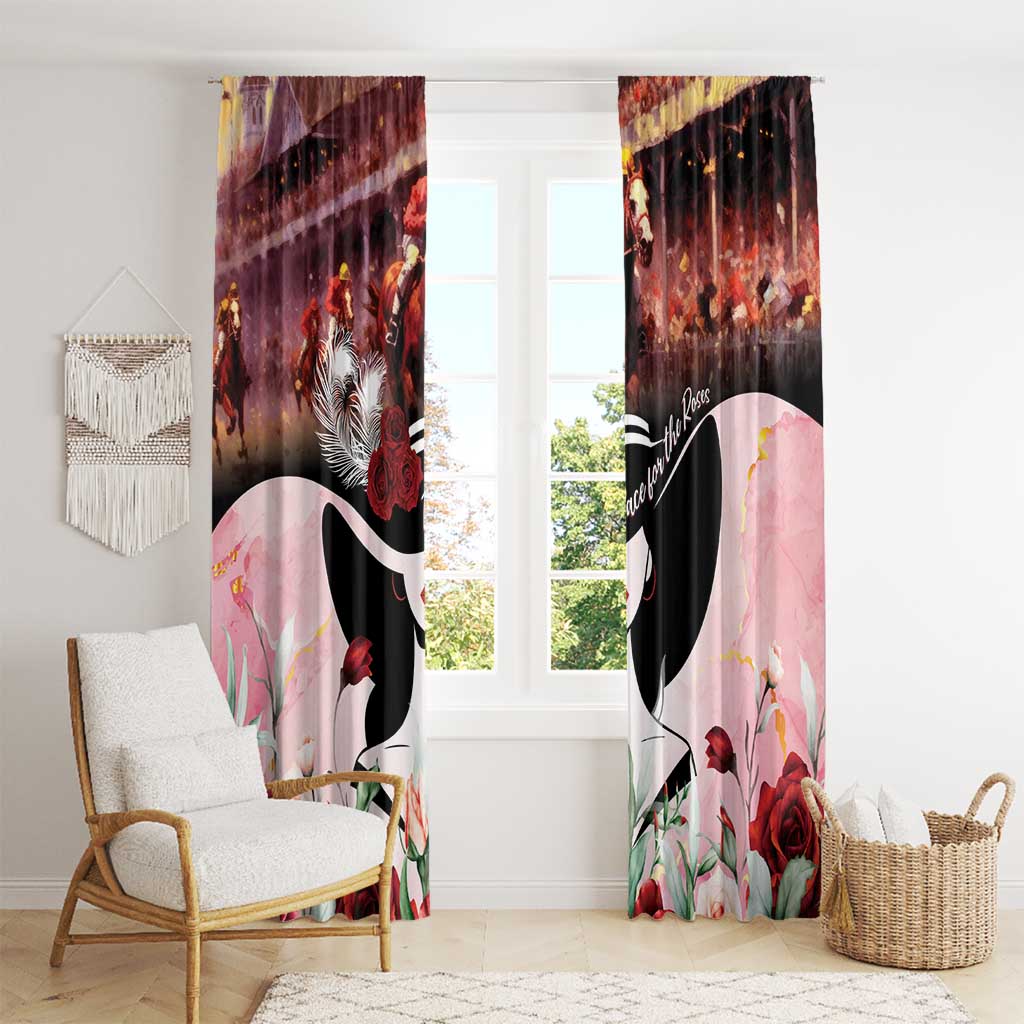 Kentucky Horse Racing Window Curtain Derby Girl - Marble Roses