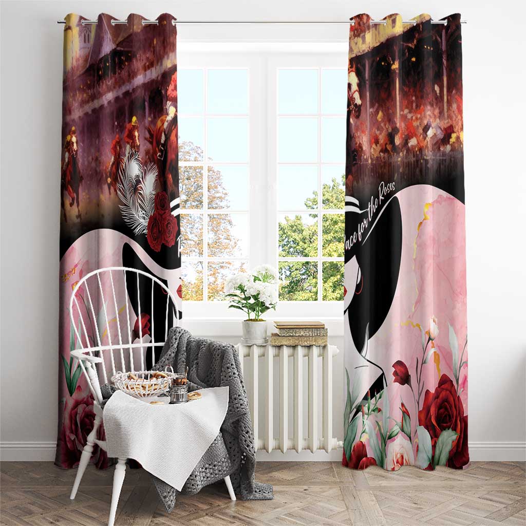 Kentucky Horse Racing Window Curtain Derby Girl - Marble Roses
