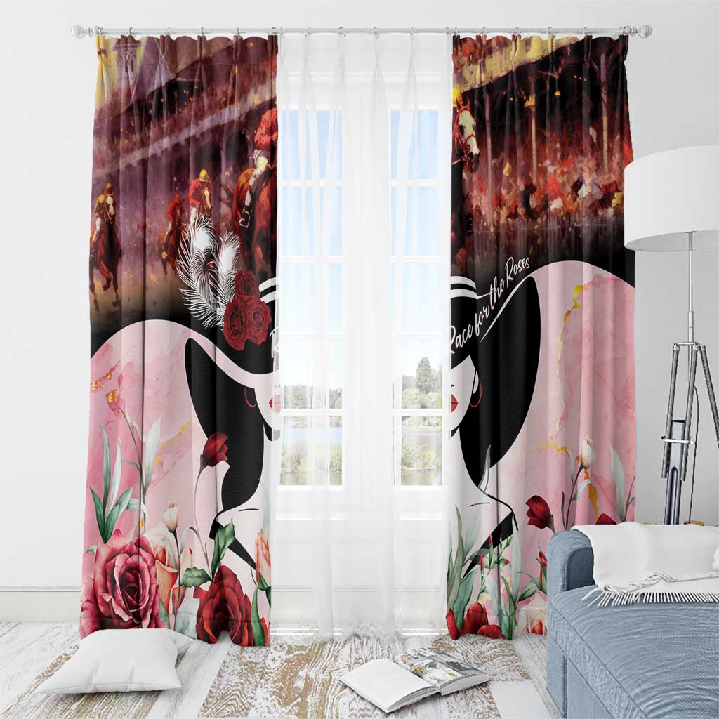 Kentucky Horse Racing Window Curtain Derby Girl - Marble Roses