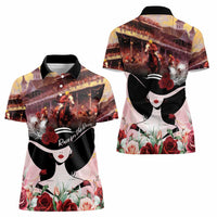 Kentucky Horse Racing Women Polo Shirt Derby Girl - Marble Roses