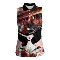Kentucky Horse Racing Women Sleeveless Polo Shirt Derby Girl - Marble Roses