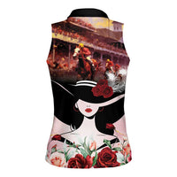 Kentucky Horse Racing Women Sleeveless Polo Shirt Derby Girl - Marble Roses