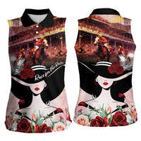Kentucky Horse Racing Women Sleeveless Polo Shirt Derby Girl - Marble Roses