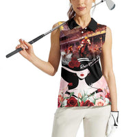 Kentucky Horse Racing Women Sleeveless Polo Shirt Derby Girl - Marble Roses