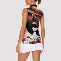 Kentucky Horse Racing Women Sleeveless Polo Shirt Derby Girl - Marble Roses
