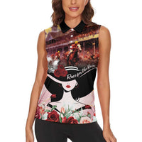 Kentucky Horse Racing Women Sleeveless Polo Shirt Derby Girl - Marble Roses