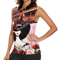 Kentucky Horse Racing Women Sleeveless Polo Shirt Derby Girl - Marble Roses
