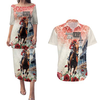 Kentucky Horse Racing Couples Matching Puletasi and Hawaiian Shirt 151st Derby Party