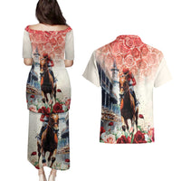 Kentucky Horse Racing Couples Matching Puletasi and Hawaiian Shirt 151st Derby Party