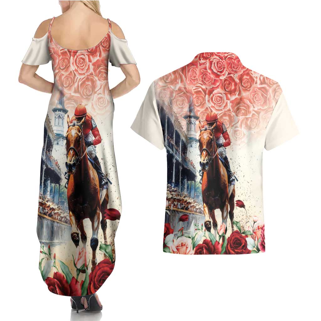 Kentucky Horse Racing Couples Matching Summer Maxi Dress and Hawaiian Shirt 151st Derby Party