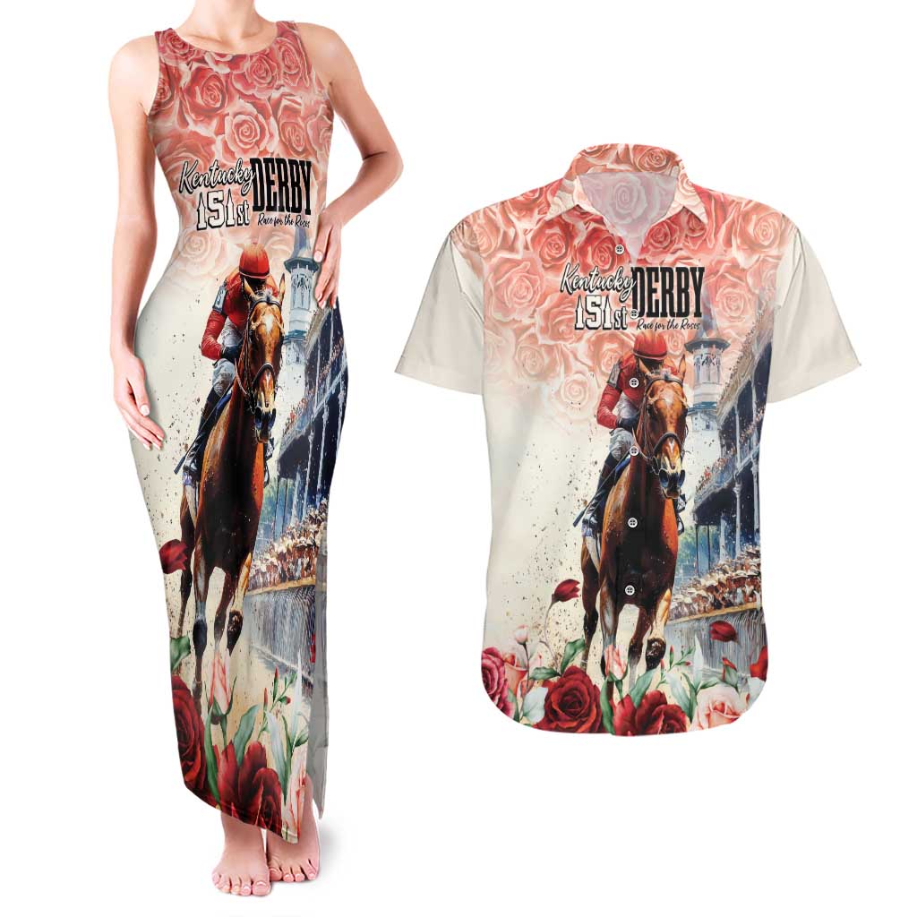 Kentucky Horse Racing Couples Matching Tank Maxi Dress and Hawaiian Shirt 151st Derby Party