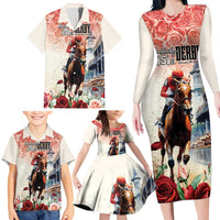 Kentucky Horse Racing Family Matching Long Sleeve Bodycon Dress and Hawaiian Shirt 151st Derby Party