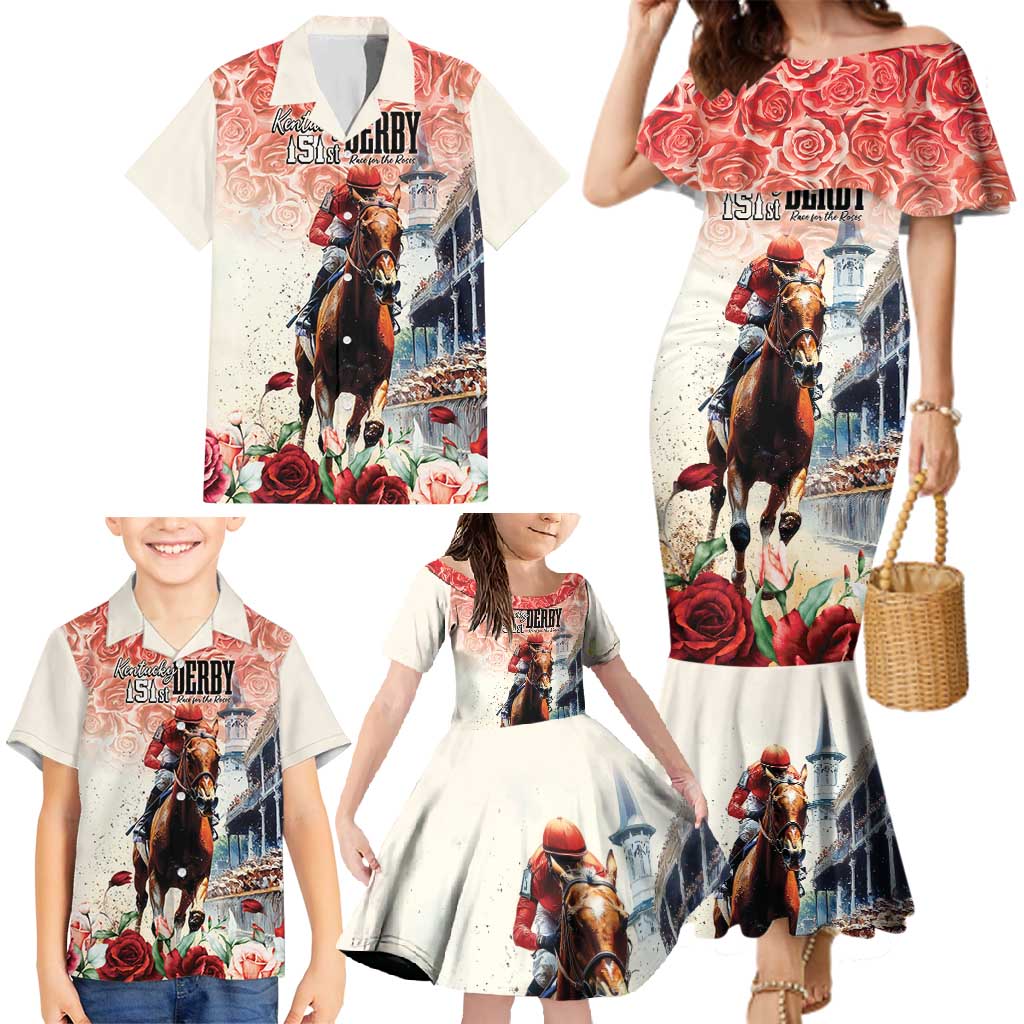 Kentucky Horse Racing Family Matching Mermaid Dress and Hawaiian Shirt 151st Derby Party