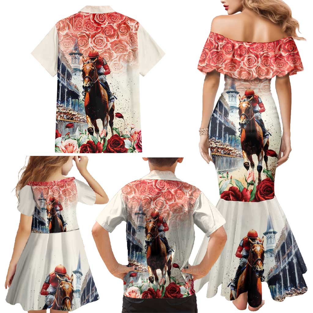 Kentucky Horse Racing Family Matching Mermaid Dress and Hawaiian Shirt 151st Derby Party