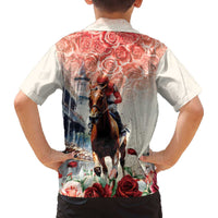Kentucky Horse Racing Family Matching Off The Shoulder Long Sleeve Dress and Hawaiian Shirt 151st Derby Party