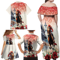 Kentucky Horse Racing Family Matching Off Shoulder Maxi Dress and Hawaiian Shirt 151st Derby Party