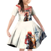 Kentucky Horse Racing Family Matching Off Shoulder Short Dress and Hawaiian Shirt 151st Derby Party