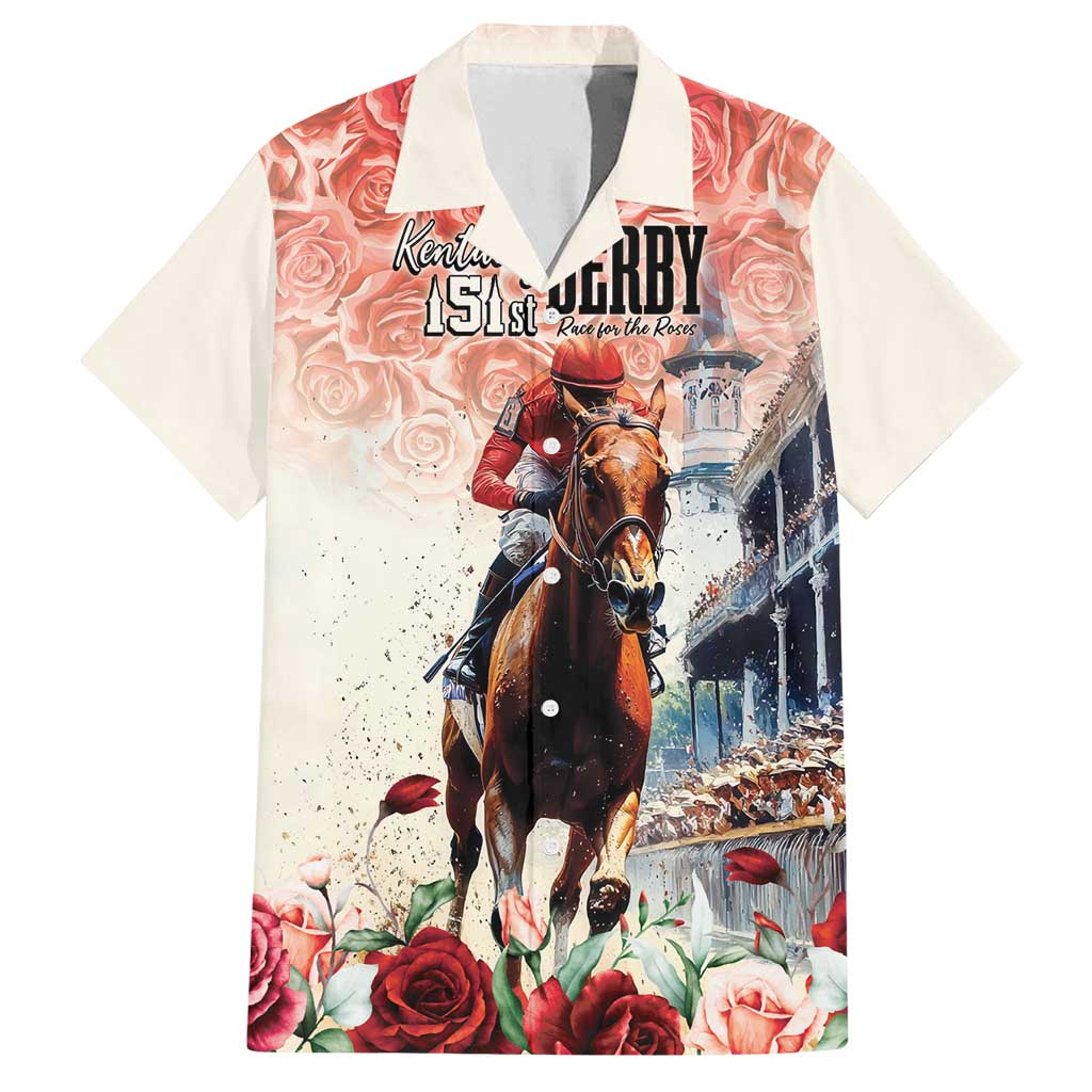Kentucky Horse Racing Family Matching Off Shoulder Short Dress and Hawaiian Shirt 151st Derby Party