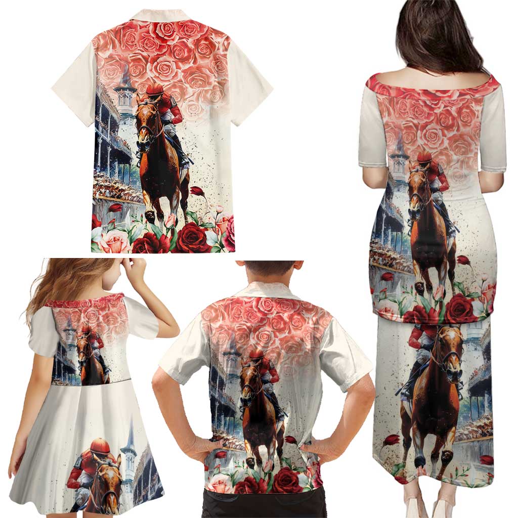 Kentucky Horse Racing Family Matching Puletasi and Hawaiian Shirt 151st Derby Party