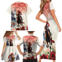 Kentucky Horse Racing Family Matching Short Sleeve Bodycon Dress and Hawaiian Shirt 151st Derby Party
