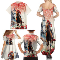 Kentucky Horse Racing Family Matching Summer Maxi Dress and Hawaiian Shirt 151st Derby Party