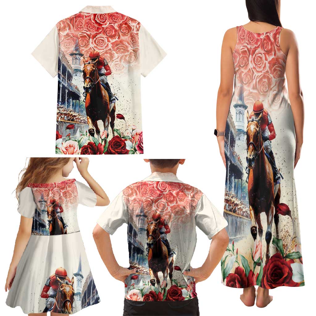 Kentucky Horse Racing Family Matching Tank Maxi Dress and Hawaiian Shirt 151st Derby Party