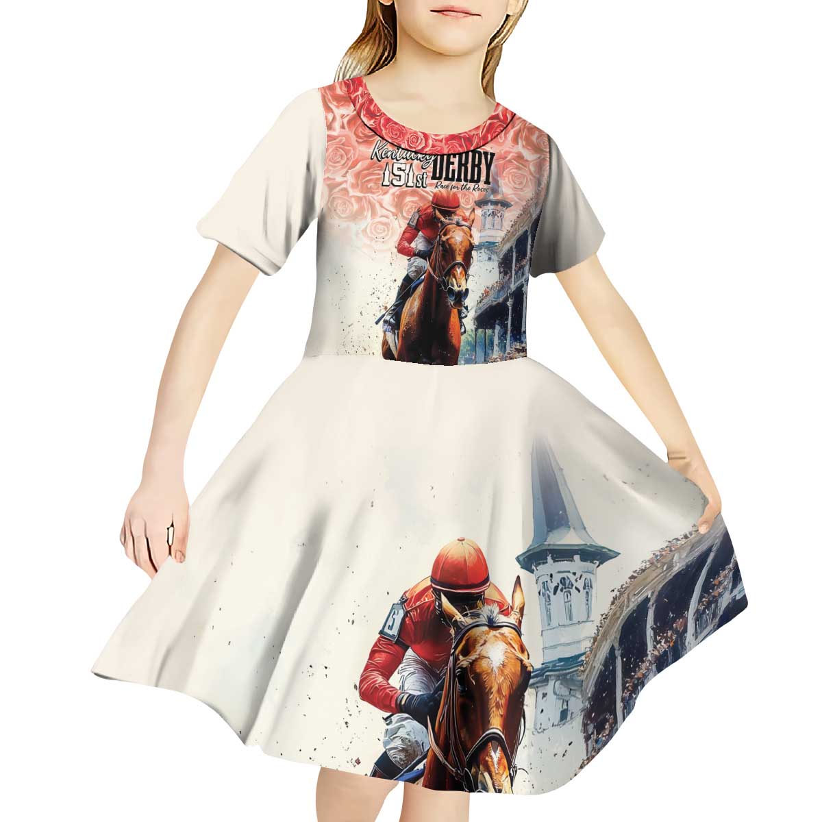 Kentucky Horse Racing Kid Short Sleeve Dress 151st Derby Party
