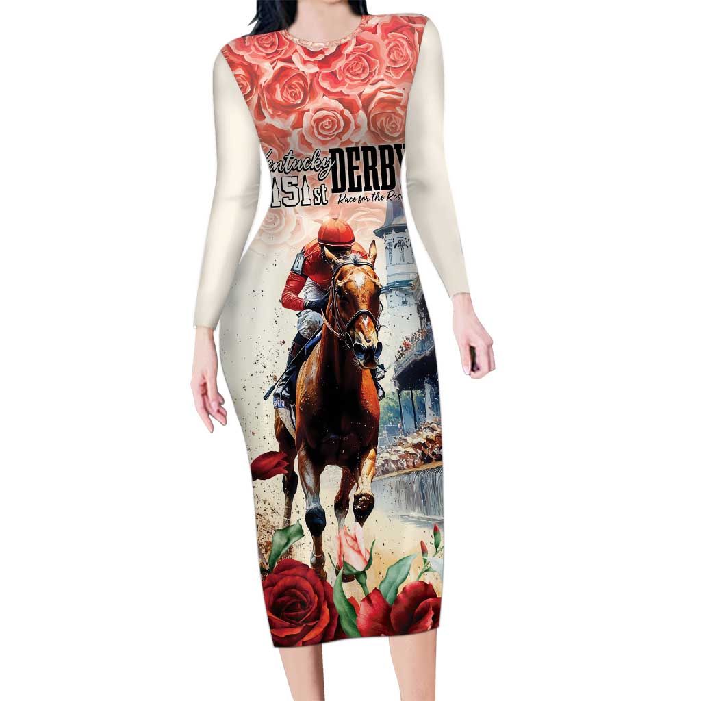 Kentucky Horse Racing Long Sleeve Bodycon Dress 151st Derby Party