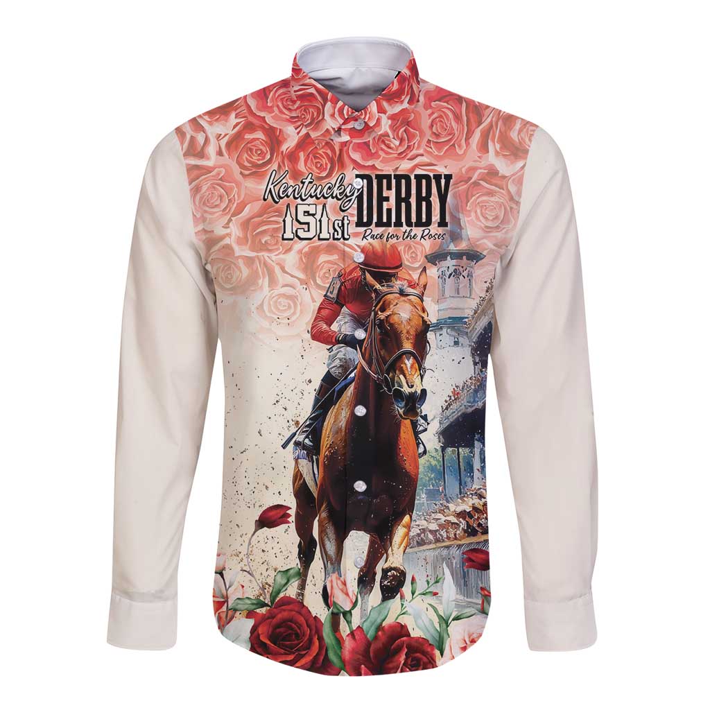 Kentucky Horse Racing Long Sleeve Button Shirt 151st Derby Party
