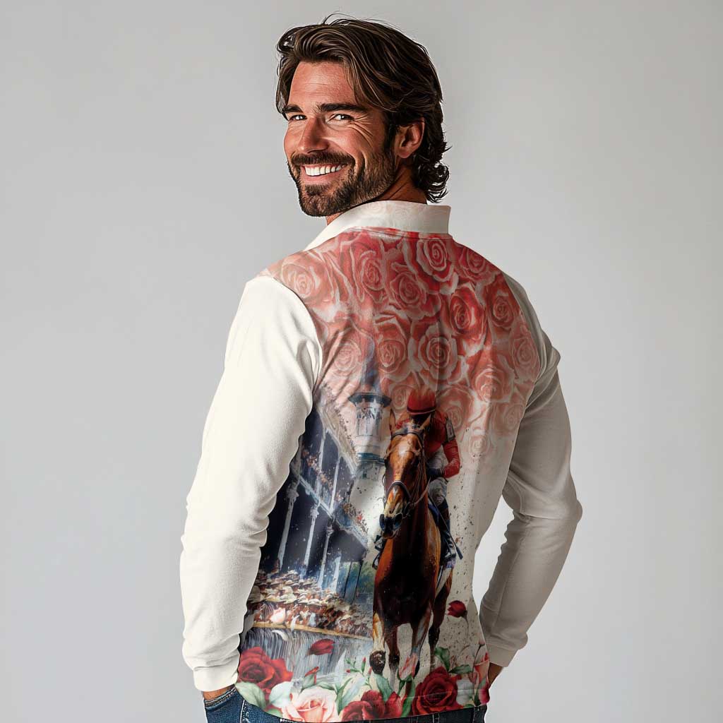 Kentucky Horse Racing Long Sleeve Polo Shirt 151st Derby Party