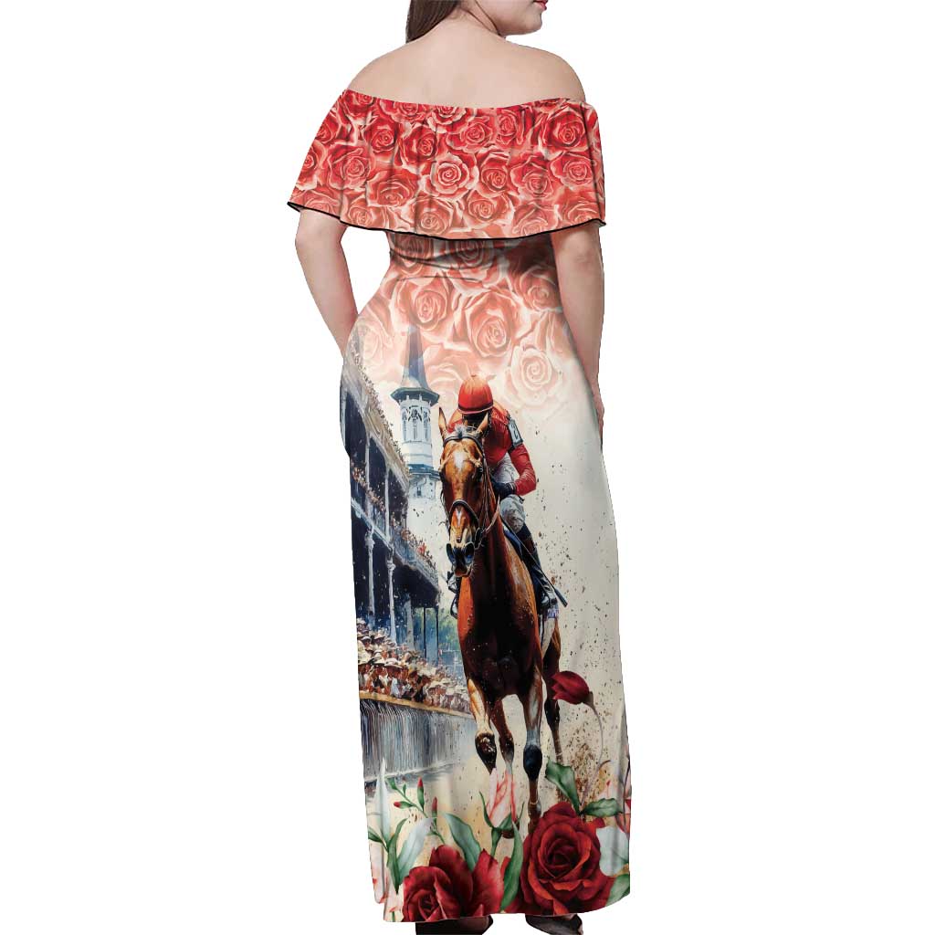 Kentucky Horse Racing Off Shoulder Maxi Dress 151st Derby Party